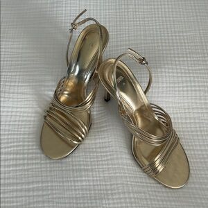 Zara Metallic Gold Strappy Sandals